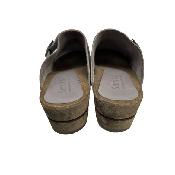 Sanita the original Danish Clogs Wood Bottom Gray Leather Size 39 US 8.5/9 - Picture 4 of 6